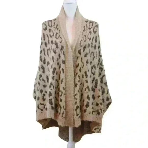 Look By M Cheetah Print Fuzzy Open-Front Cardigan – Size Small - Picture 1 of 8